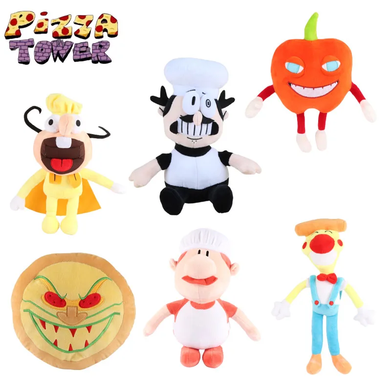 

30cm Pizza Tower Plush Toys Anime Game Pizza Tower Figure Pepperman Plush Doll Soft Stuffed Toys Kawaii Birthday Gift for Kids