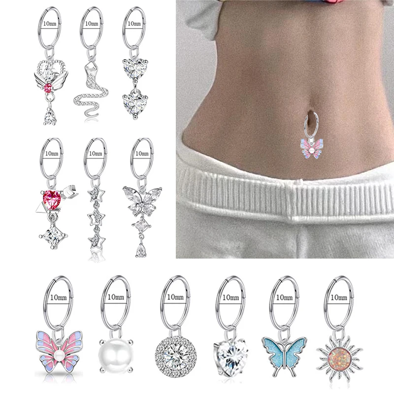 

Sweet Heart-shaped Belly Button Ring Nipple Rings Lip Nails Ear Bone Studs Piercing Nose Piercing Fake Septum Jewelry