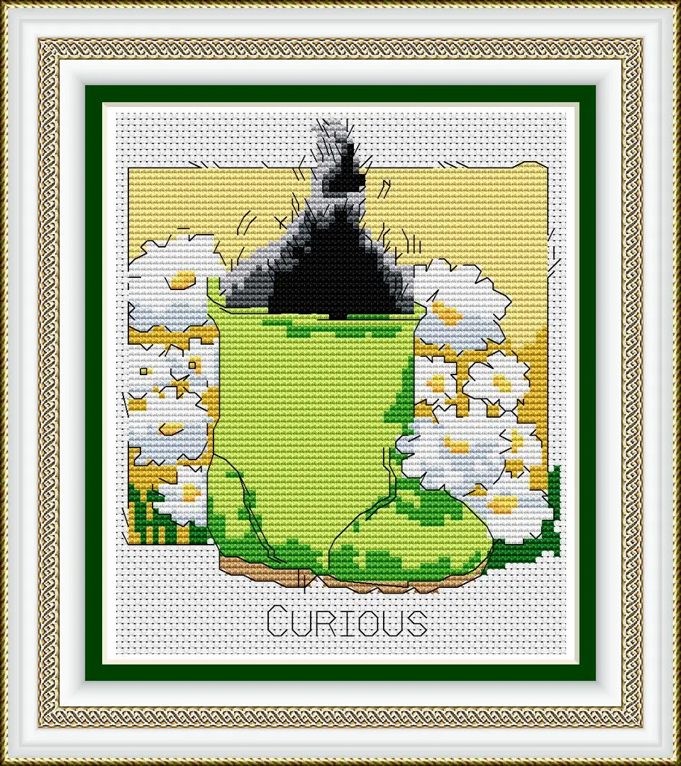 

KTF045 Cross Stitch Kit Cartoon Cat Art Homfun Maison Cross Stich Painting Joy Sunday Christmas Decorations For Home Homefun