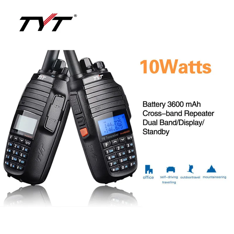 2pcs TYT TH-UV8000D Handheld Transceiver 10W Walkie Talkie VHF UHF Ultra-high 3600mAh Cross-Band Repeater Function Radio