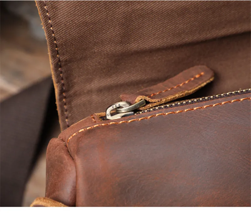 Retro fashion luxury natural real leather men's multifunctional chest bag outdoor daily cowhide single shoulder messenger bag