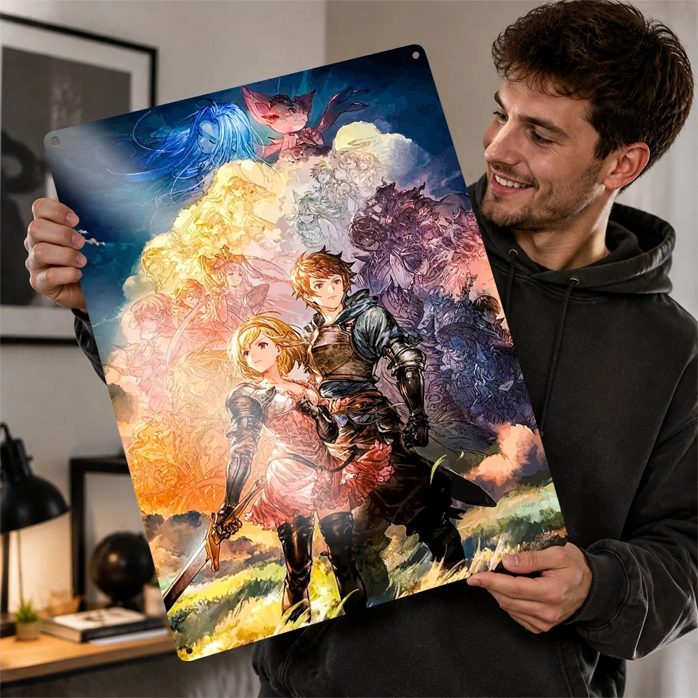 Фото Металлический постер Granblue Fantasy, идеальный подарок для фанатов, индивидуальная настенная металлическая табличка для декора гостиной и спальни №1