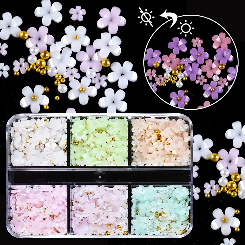 

Resin Jewelry UV Light Change Design 3D Acrylic Flowers Nail Charms Shing Filling For Epoxy Resin DIY Glitter Crafts Accessories