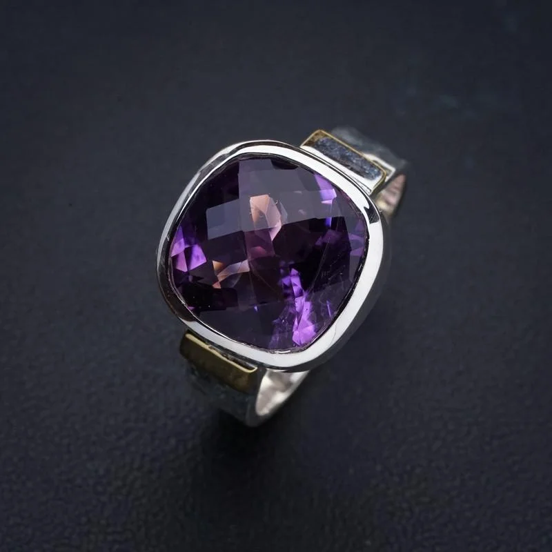 

StarGems Natural Amethyst Handmade 925 Sterling Silver Ring 8 E9251