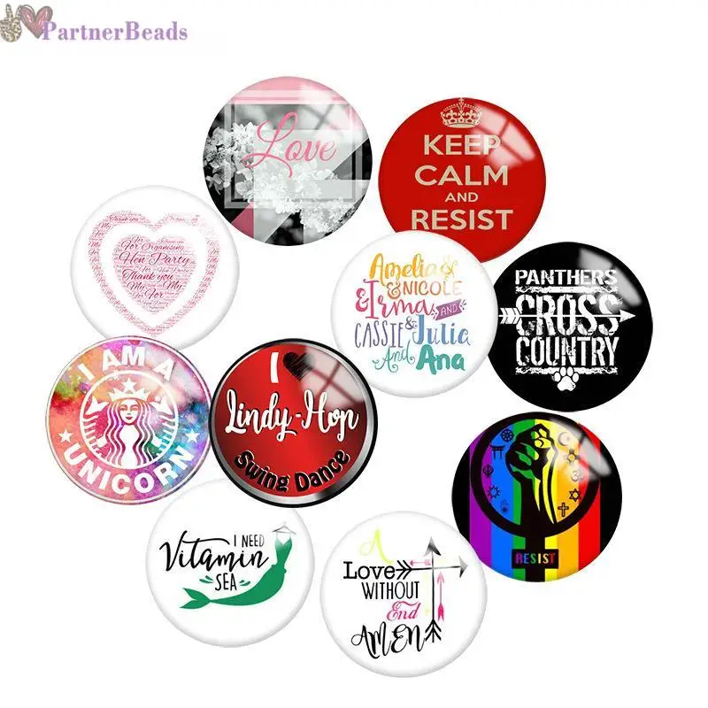 

Words Round Photo Glass Cabochon Demo Flat Back Making Findings 20mm Snap Button N5621
