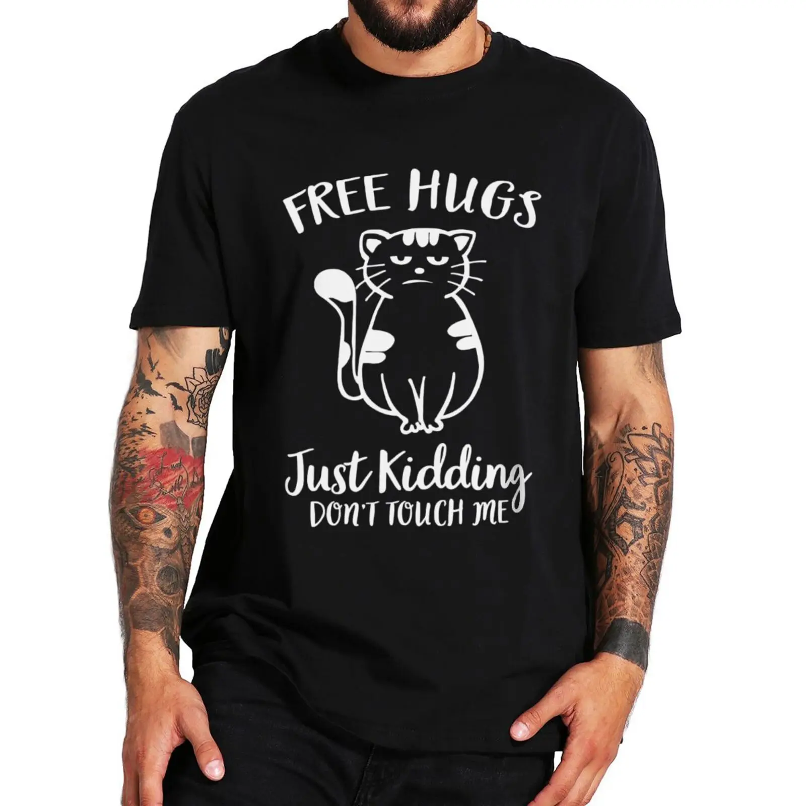 Купи Funny Cat Don't Touch Me T Shirt Humor Sayings Cats Lovers Gift Short Sleeve 100% Cotton Unisex Casual Oversizd T-shirts EU Size за 539 рублей в магазине AliExpress