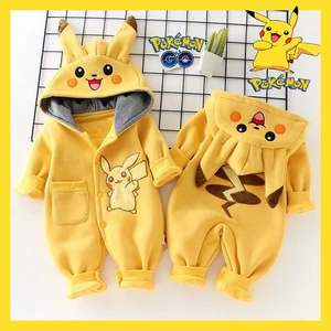 Cartoon Pokemon Pikachu Baby Pyjamsa Newborn Winter Long-sleeved Clothing Kids Rompers Babies Toddle in Pakistan