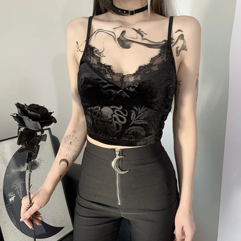 

Women Sexy Crop Tops Lace Cropped Bustier Y2k Camisole Thin Bodycon Tanks Clubwear Fashion Streetwear Corset Top Black