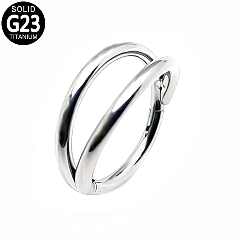 

G23 Titanium Nose Ring Hoop Ear Cartilage Tragus Earrings Piercing Separating Double Lined Daith Clicker Hinged Segment Jewelry