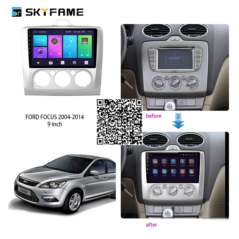 

Автомагнитола SKYFAME 4 + 64G для Ford Focus 2004-2014 Android, мультимедийная система