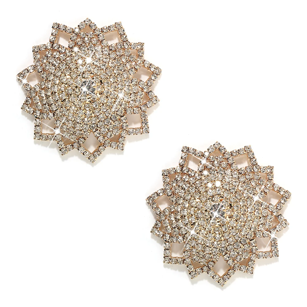 New 1 Pair Gold Rhinestone Nipple Cover Reusable Women Sexy Petal Nipple Pasties Breast Protector Self Adhesive Nipple Stickers