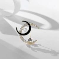 moon brooch black antique color the first lunar month moon brooches pins for men and women full rhinestone jewelry pin