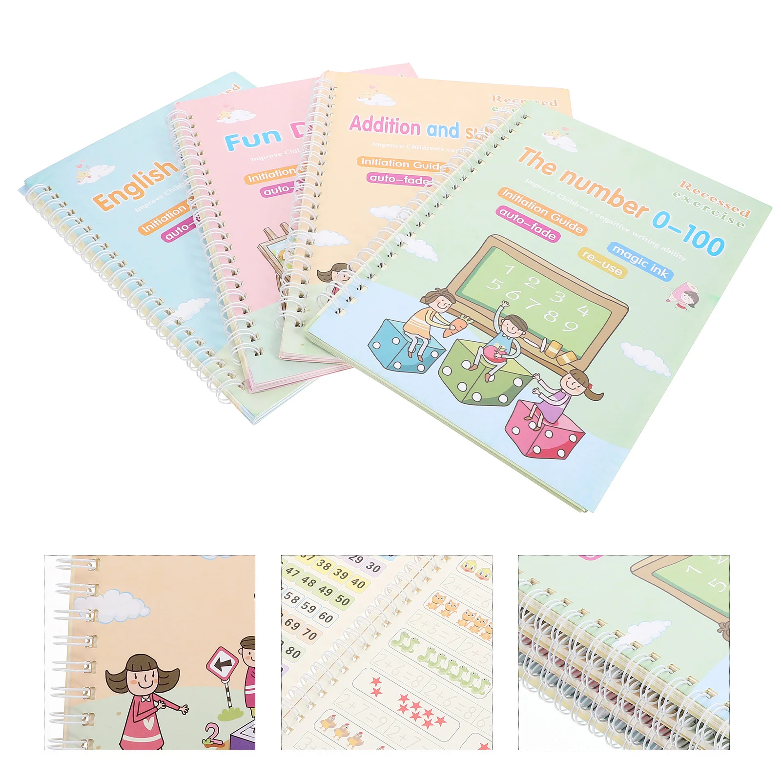 

4 Pcs Grip English Calligraphy Handwriting Copybook Lettering Children Practical Paper Blank Learn Practice Student