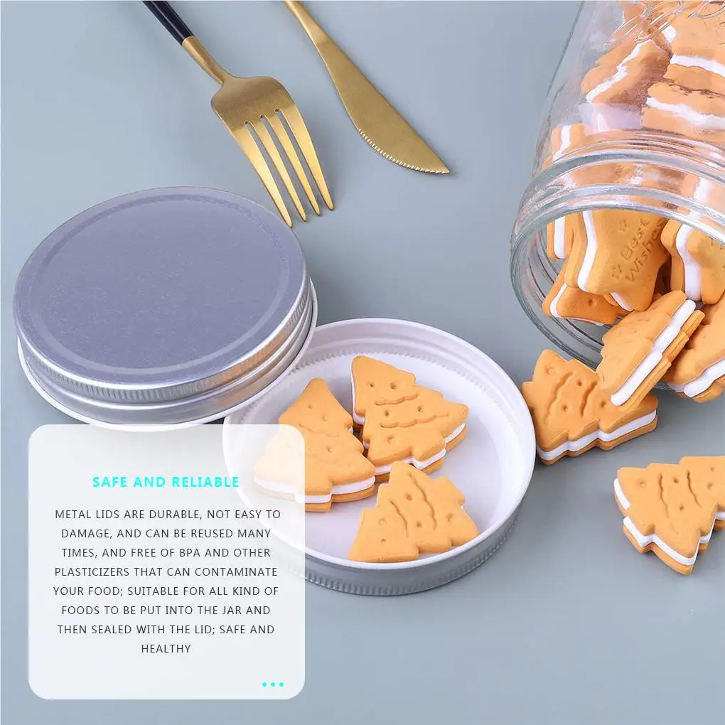 

24Pcs 86mm Split-Type Wide Mouth Jars Lids Storage Caps with Silicone Sealing Rings Replacement Seal Cover