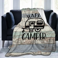 soft cozy vintage wooden door happy camper throw blankets sherpa plus velvet sleeping blanket wearable blanket super warm