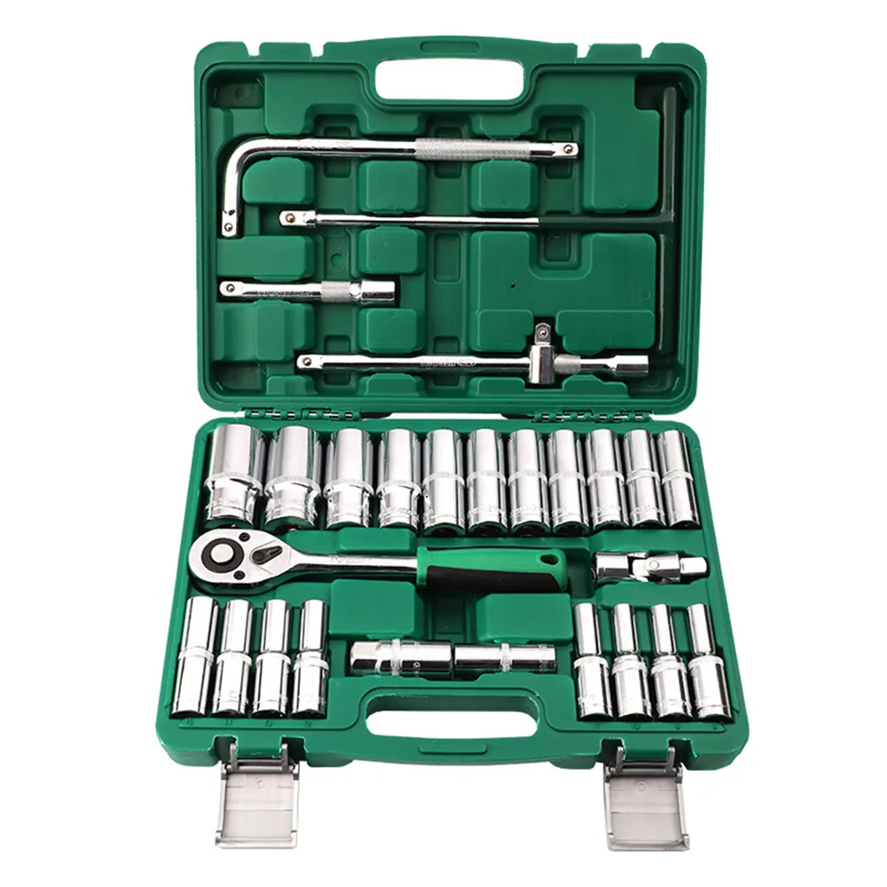 

28 Pieces Sleeve Set Auto Repair Sleeve Electroplating Polishing Not Easy To Rust Automobile Combination Suit Tools