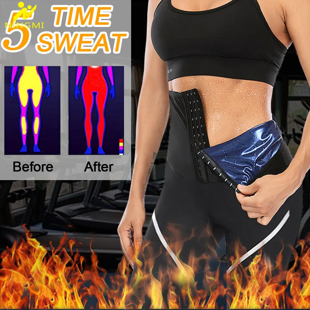 NINGMI Sauna Pants for Women Weight Loss Trousers Hot Sweat Leggings Fitness Sportwear Fat Burning Ladies Body Shaper Slimming