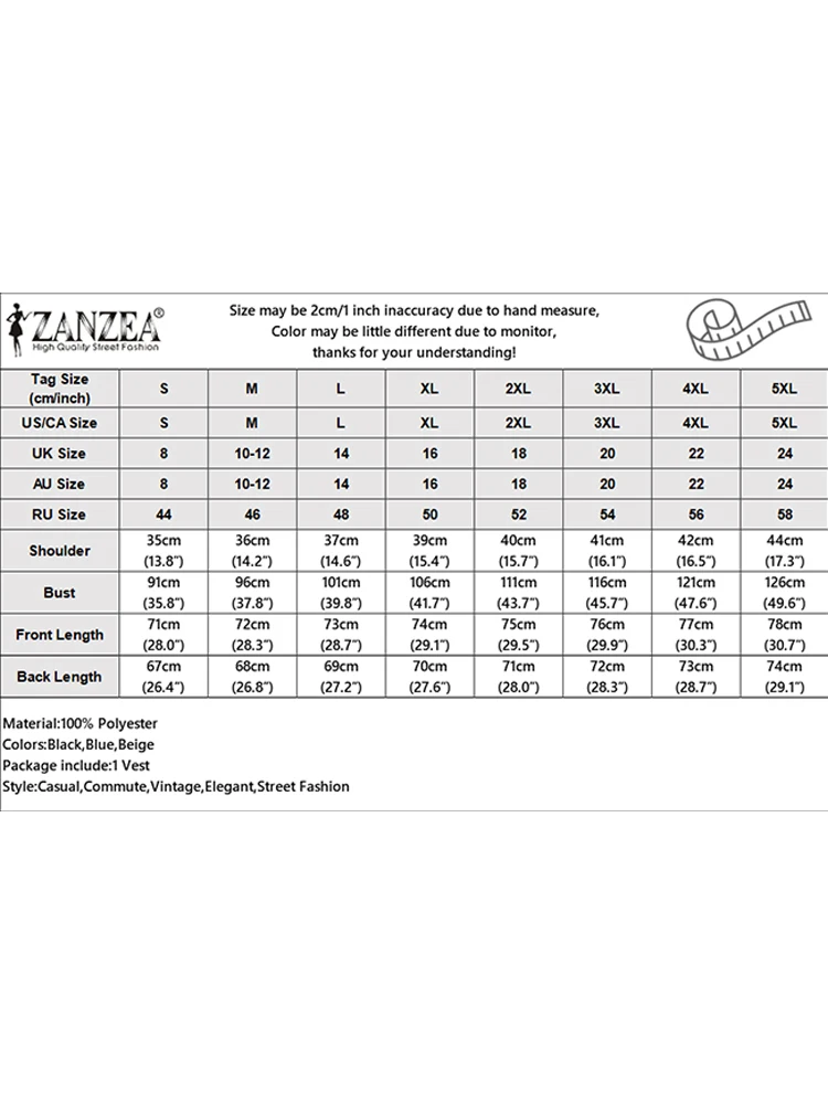 Женский Офисный Жилет Zanzea Ol Двубортный Винтажный Пиджак Без Рукавов Осенняя