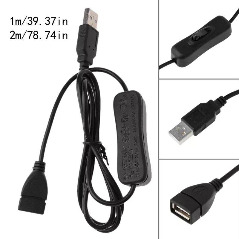 

Data Sync USB 2.0 Extender Cord USB Extension Cable With ON OFF Switch for PC USB Fan LED Lamp USB Charger Raspberry Pi 1m/2m/3m