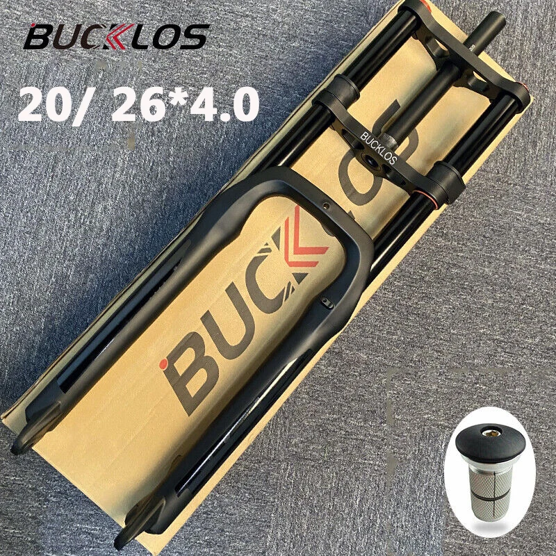 

BUCKLOS 26 Inch Bike Air Suspension Fork Double Shoulder Snow Fork MTB 20*4.0 Inch Fat Bike Fork 180mm for E-bike DH Bicycle