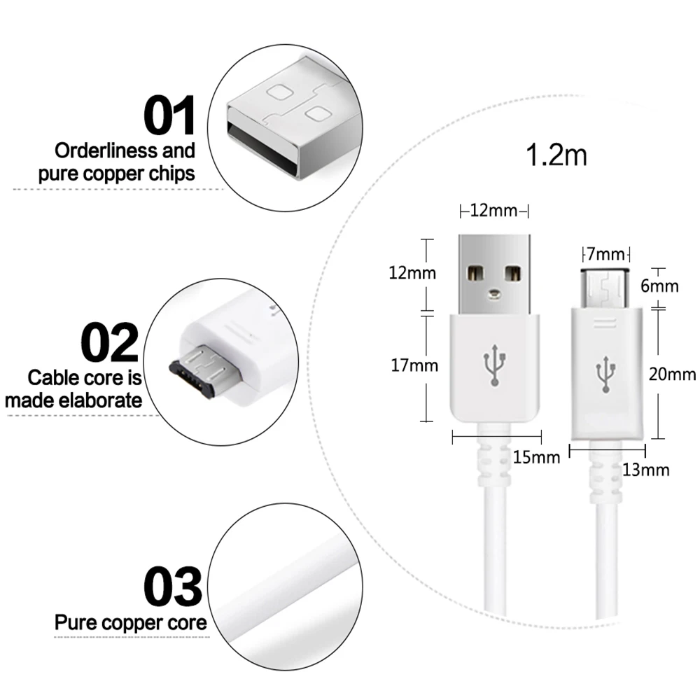 Оригинальный кабель Micro USB Samsung 100/150 см 2 А для быстрой зарядки и передачи данных