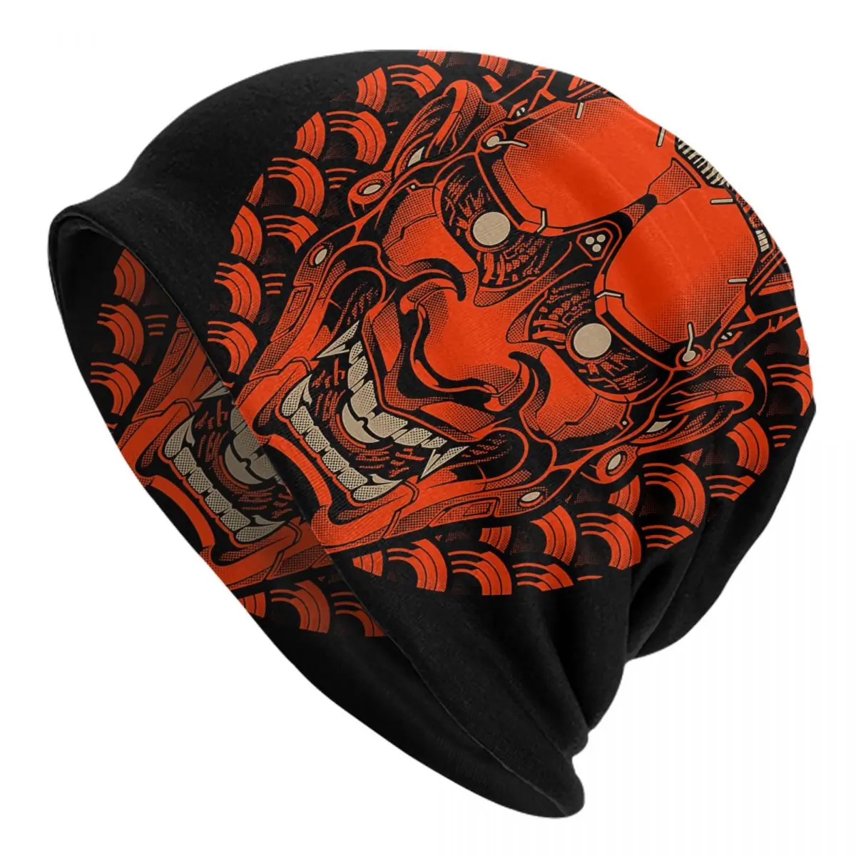 Hannya Demon Mecha Caps Men Women Unisex Streetwear Winter Warm Knit Hat Adult funny Hats