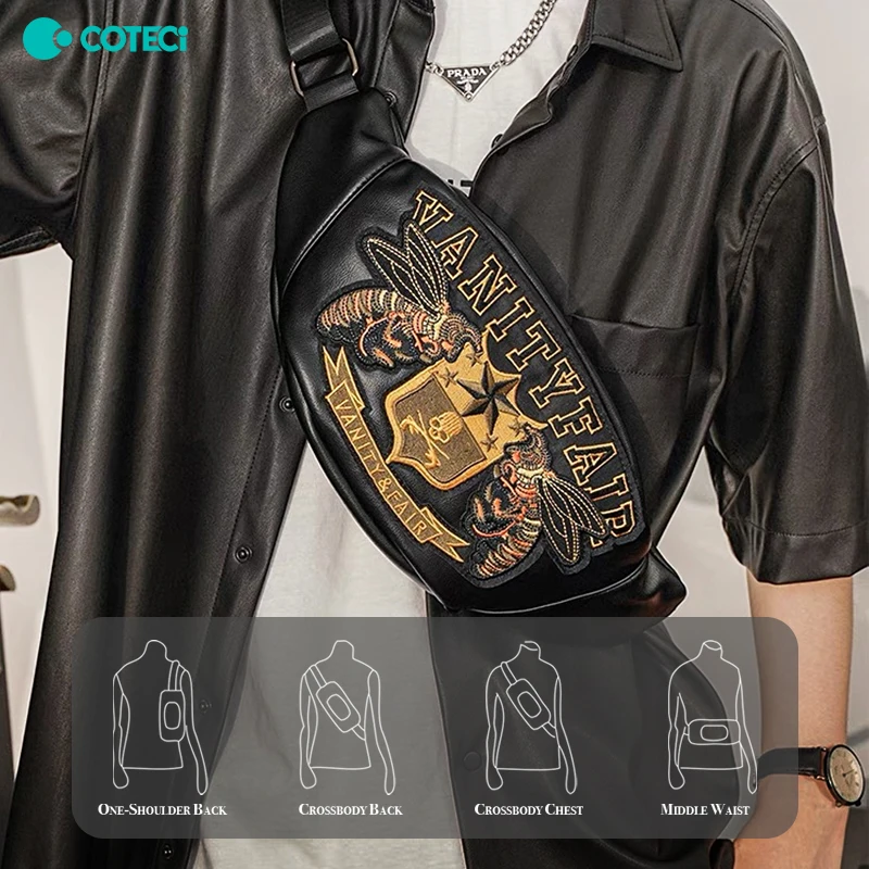 Маленькая Модная Кожаная Нагрудная Сумка В Корейском Стиле Унисекс На Плечо