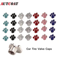 autcoat 4pcsset paw style rhinestone car tire valve caps handmade diamond dust proof caps car accessories