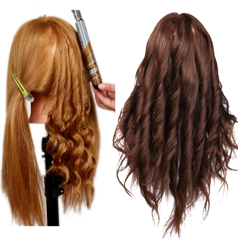 85% Real Hair Training Mannequin Head With Brown Hair For Barber Hairdressing Practice Doll Head With Stand Tripod For Hairstyle