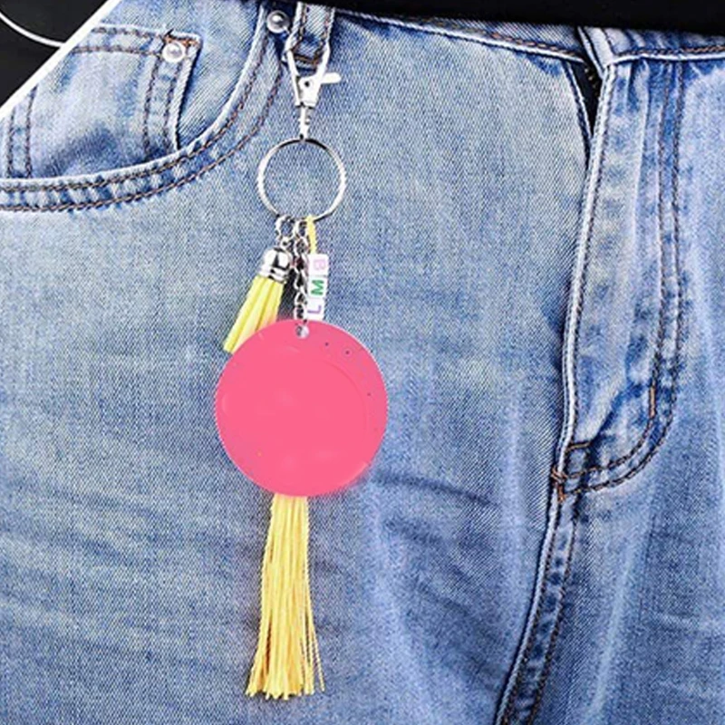 

30 Pieces Acrylic Keychain Blanks with Key Rings Round Clear Discs Circles Colorful Tassel Pendant Fashion Jump Rings