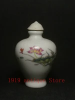 1919 collection old china famille rose porcelain painting lotus%c2%a0flower snuff bottle decoration gift