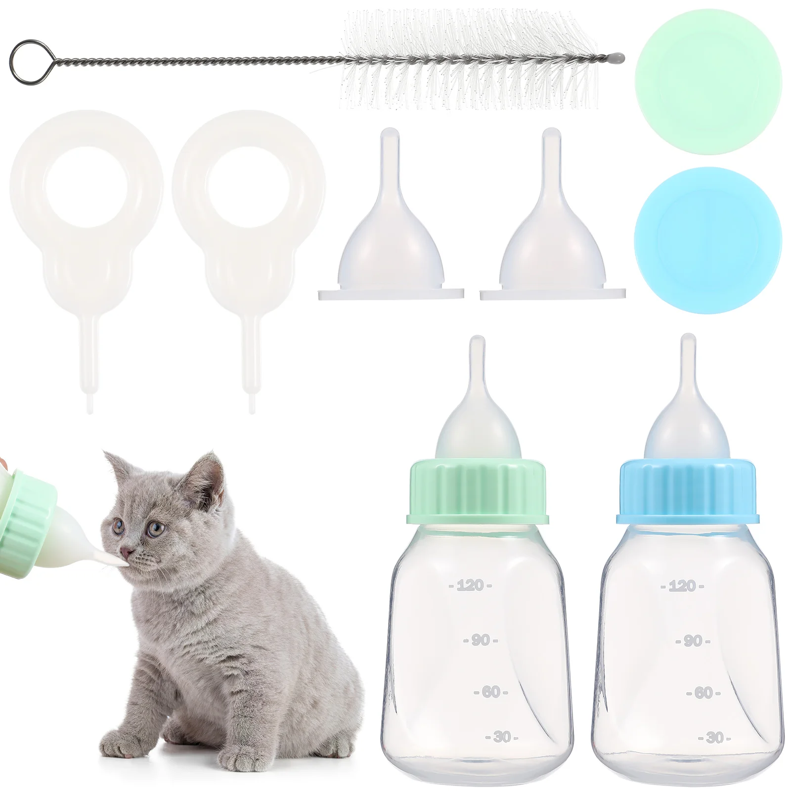 

2 Sets Breastfeeding Device Bottles Newborn Babies Puppy Feeder Cats Plastic Nursing Pet Kitten