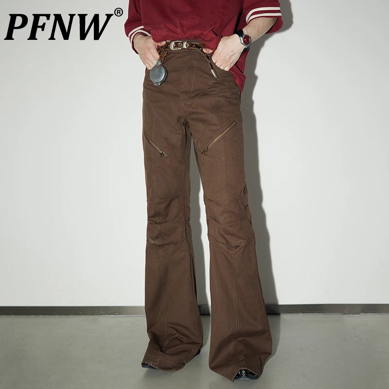 

PFNW Spring Summer Men's Fashion Three Dimensional Drape Structure Jeans Vintage Zippers Techwear Denim Chic Cargo Pants 12Z1032