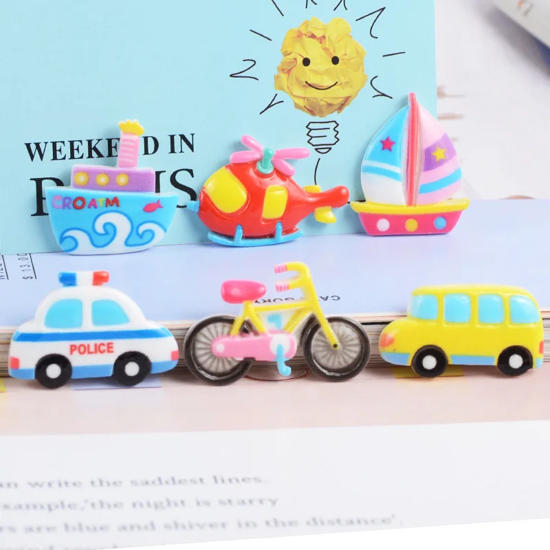 

10pcs New Cute Cartoon Bike Ship Car Helicopter Boat Resin Patch Fit DIY Phone Case Hairpin Earrings Charm Craft Making R155