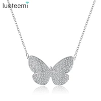 luoteemi statement big butterfly pendant necklace rhinestone chain for women bling gold color chain crystal necklace party gift
