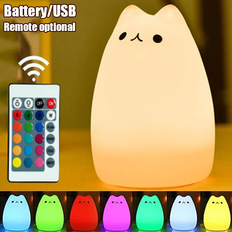 

Светодиодный ночник с питанием от USB/аккумулятора, силиконовый цветной светильник с сенсорным управлением, для детской комнаты, праздничны...