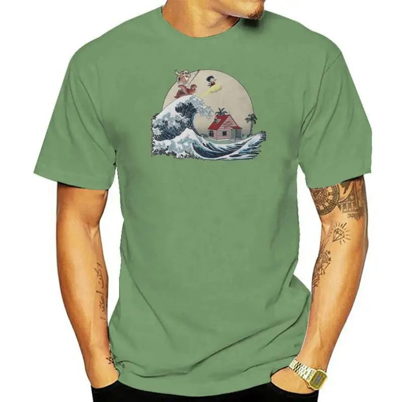 

2022 Fashion Short Sleeve GOKU AND MASTER ROSHI RIDE THE WAVE Men Women Unisex T-shirt custom tees