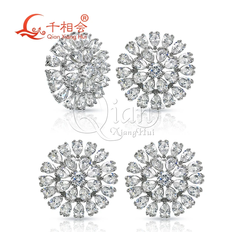 22mm pear two circle S925 silver  rings earrings ear stud D vvs white moissanite stone Earring earrings jewelry woman gift
