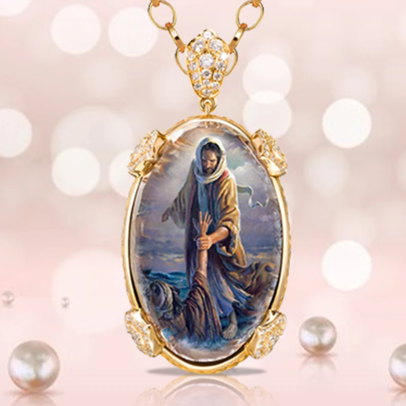 

2022 New Creative Neck Pendant Prayer Pendant Fashion Aesthetic Jewelry Niche Jesus Necklace Ladies Accessories Holiday Gift