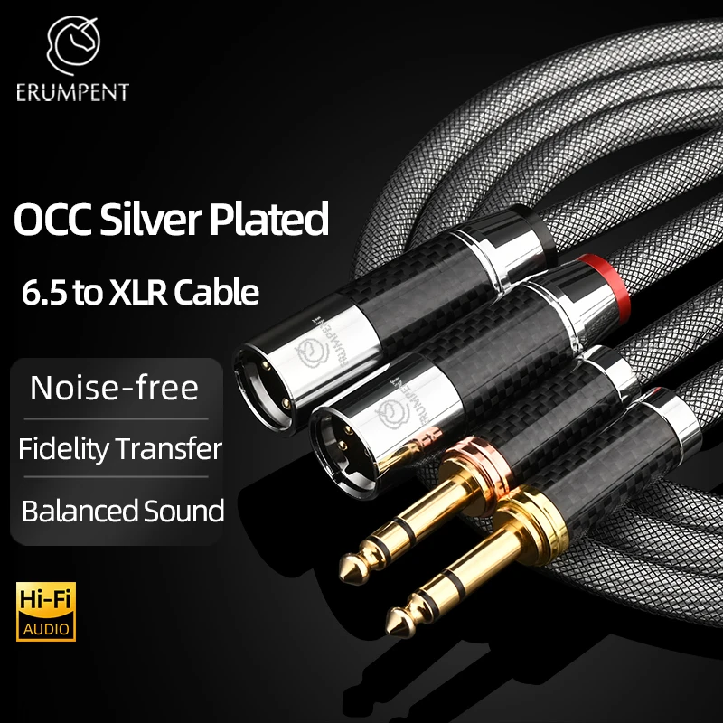 Фото Одна пара аудиокабелей HiFi 6,35 мм на XLR «папа/мама» OCC посеребренный провод для усилителя стереомикрофона XLR на кабель 6,5 мм №1