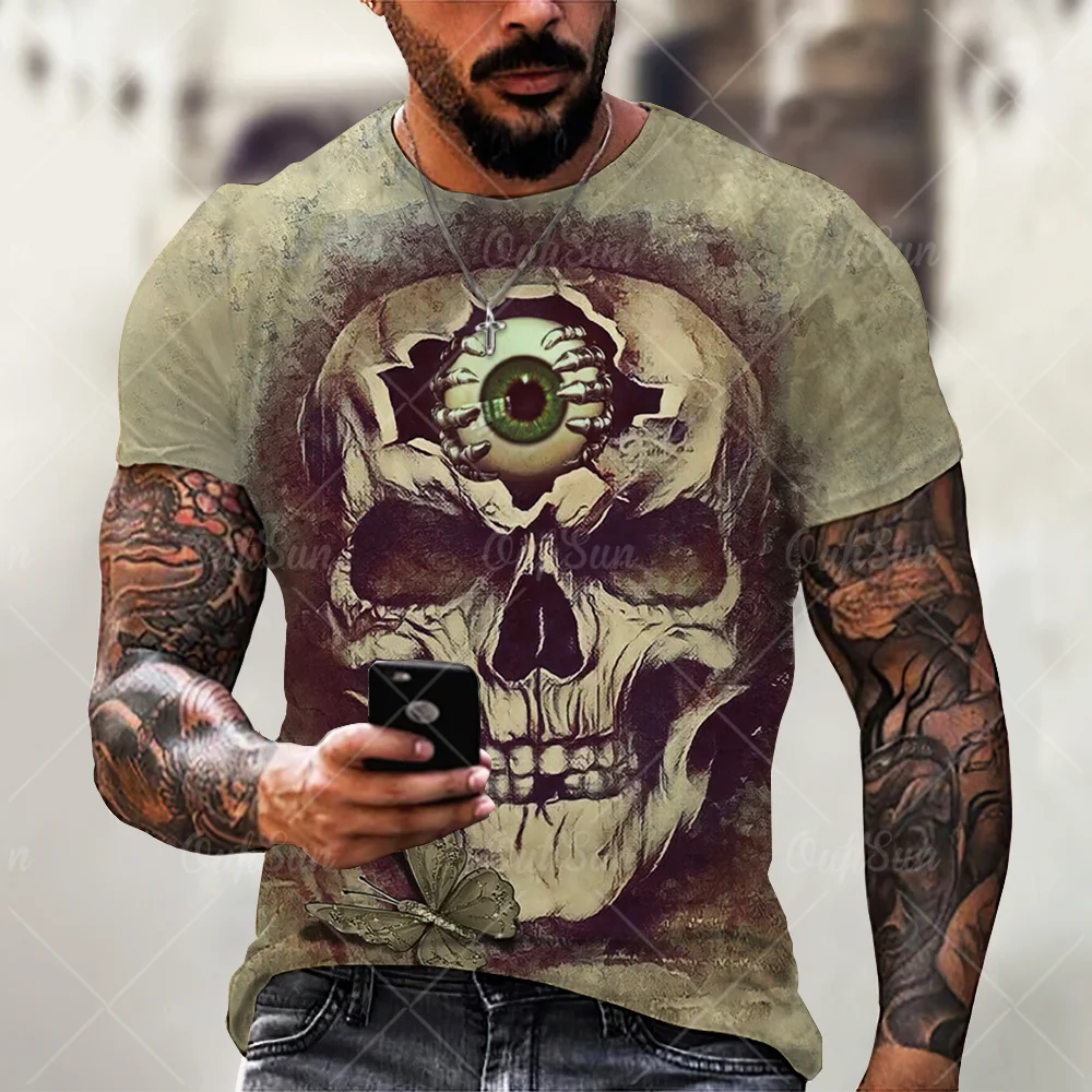 

Men's 3D Vintage Skull Shirt Men's Short Sleeved T-shirt 3D Printed Shirt Men's Skull Print