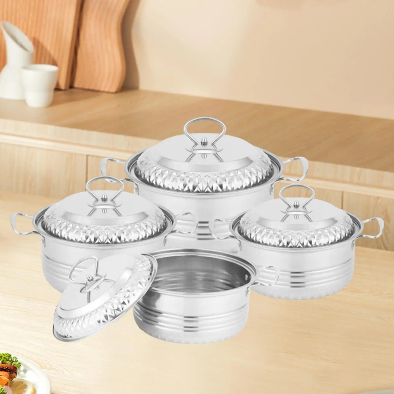 4Pcs Sauce Pan Easy to Clean Silver Stock Pot for Pasta Gravies Boiling Milk