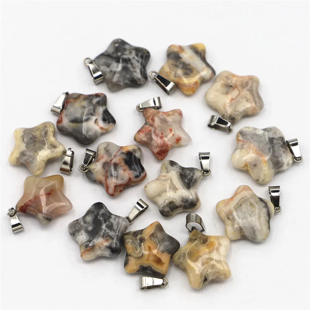 

24pcs/lot New Selling New Natural Onyx Agates Stone Five Pointed Star Reiki Charms Pendants DIY Jewelry Making Free shipping