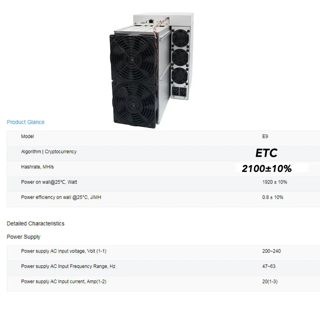 Купите 2 и получите 1 бесплатную скидку распродажа новый Antminer E9 Pro 3680MH/s Bitmain т. д.