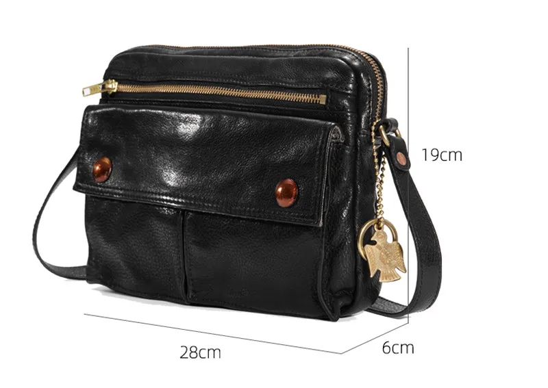 Fashion casual top quality natural genuine leather men crossbody bag outdoor travel daily luxury real cowhide black shoulder bag