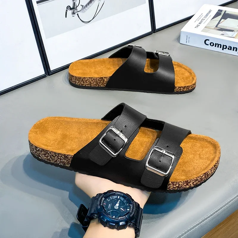 Мужские летние пляжные шлепанцы Нескользящие удобные сандалии повседневная