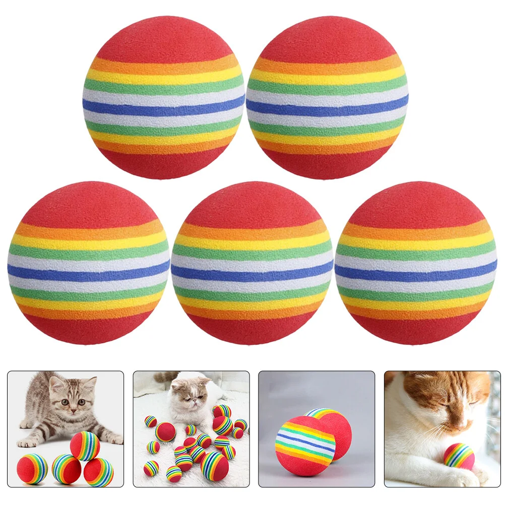 

Kitten Supplies Cat Toys Funny Interactive Balls Indoor Cats Rainbow Foams Pet Scratching Kittens