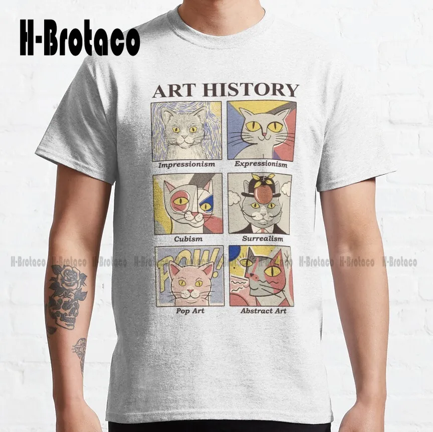 

Art History Cats Pet Kitten Kitty Funny Cute Classic T-Shirt Funny Art Streetwear Cartoon Tee Xs-5Xl Unisex Digital Printing