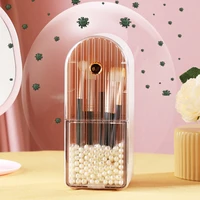 makeup organizer for cosmetics box with pearls brush lipstick storage make up organizer clear plastic storage container