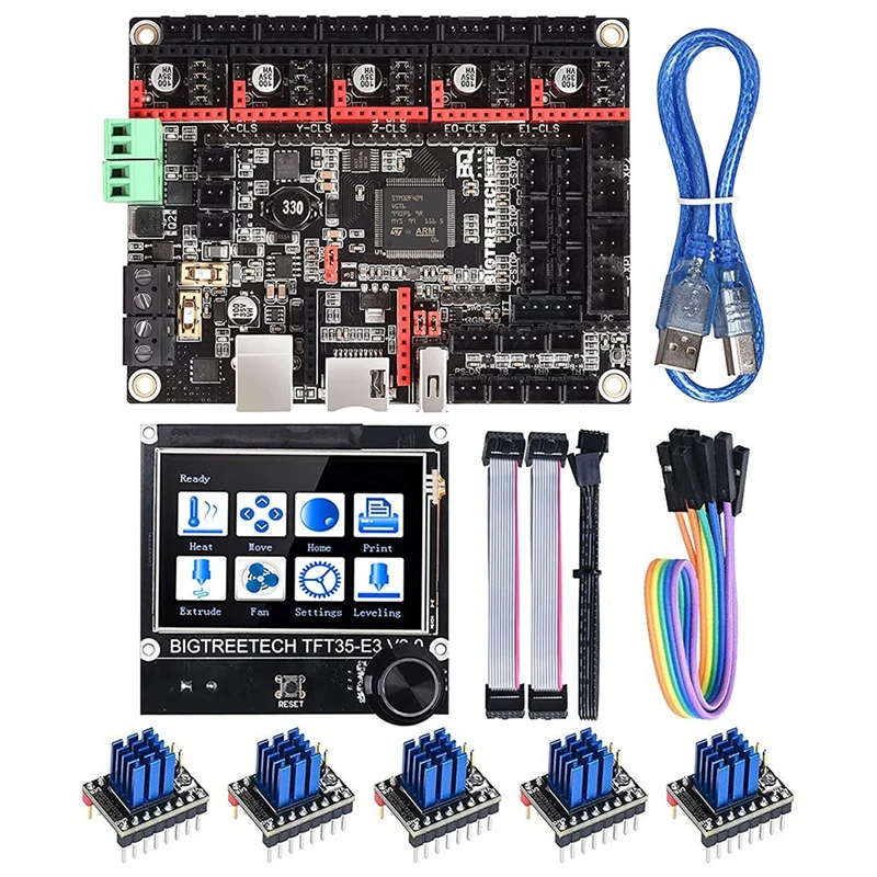 

BIGTREETECH SKR 2 Motherboard for 3D Printer New Upgrade, TFT35-E3 V3.0 Screen + 5Pcs TMC2209, DIY Silent Board